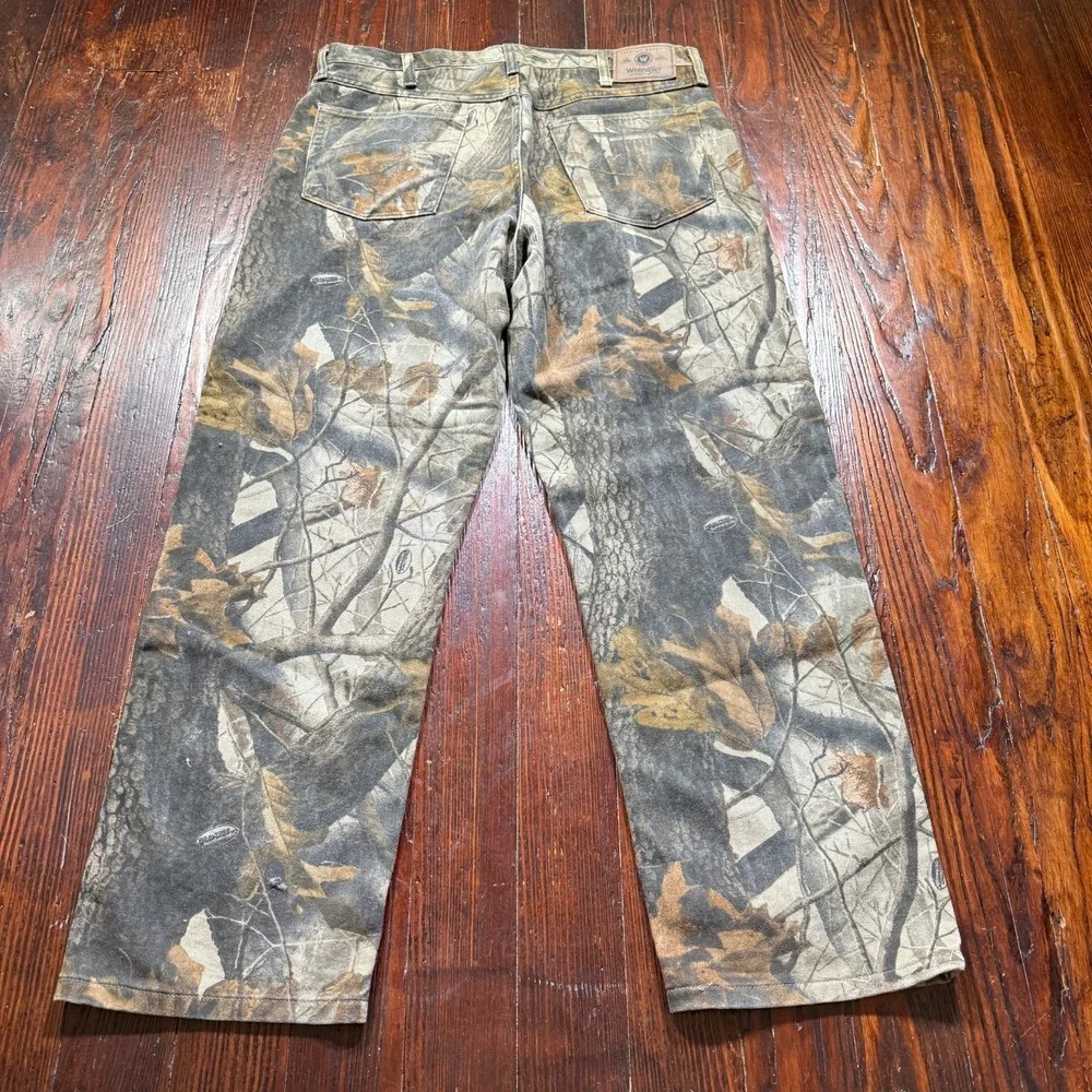 Vintage Wrangler Pants Mens 36x32 Real Tree Camo Double Knee Hunting Baggy - Picture 2 of 12
